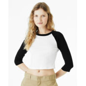 Women's Micro Rib Three-Quarter Raglan Sleeve Baby Tee Thumbnail