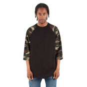 Unisex Three-Quarter Sleeve Camo Raglan T-Shirt Thumbnail
