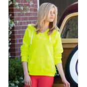 Women's Sueded V-Neck Hooded Sweatshirt Thumbnail