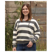 Women's Striped Fleece Boxy Hooded Sweatshirt Thumbnail