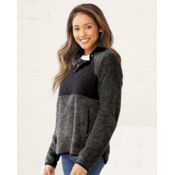 Women's Quilted Fuzzy Fleece Snap PlacketPullover Thumbnail