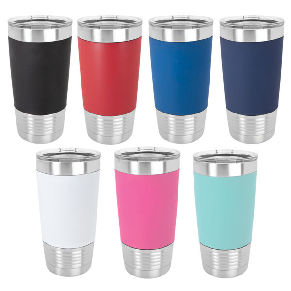 20 oz. Polar Camel Tumbler with Silicone Grip and Clear Lid Thumbnail
