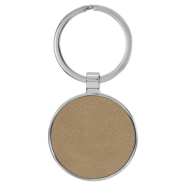 Laserable Leatherette/Metal Round Keychain Thumbnail