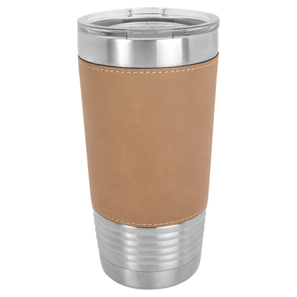 Polar Camel 20 oz. Black with White Leatherette Tumbler with Slider Lid Thumbnail